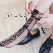 Spring and Summer 2019 New Lace Butterfly Knot Sweet Mesh Yarn Fashion Stack Female Socks wholesale women's invisible thin socks